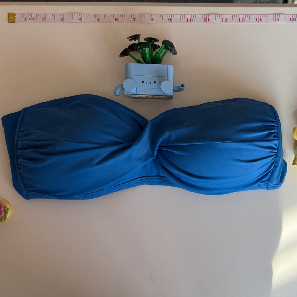 Swim Suits for All Blue Bandeau w/ Optional Straps Bikini Top, Size 10
